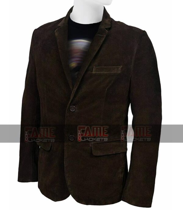 Mens Brown Real Suede Leather Office Casual Blazer On Sale