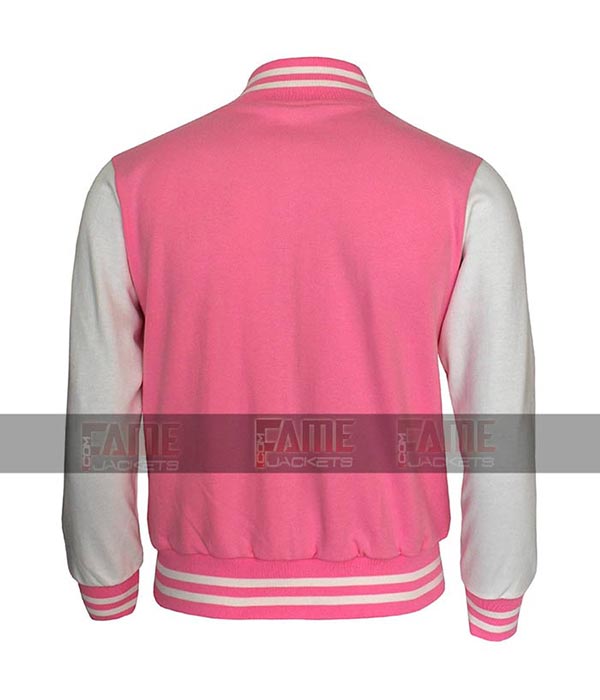 Girls High School Letterman Varsity Pink And White College Jacket