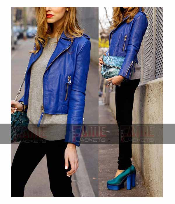 Blue Leather Womens Motorcycle Jackets