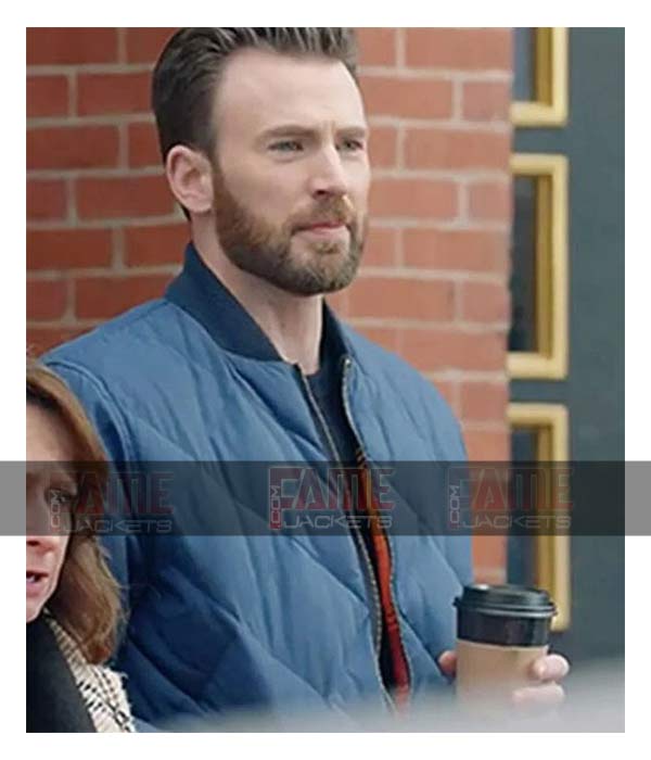 Chris Evans Captain America Quilted Bomber Jacket For Men