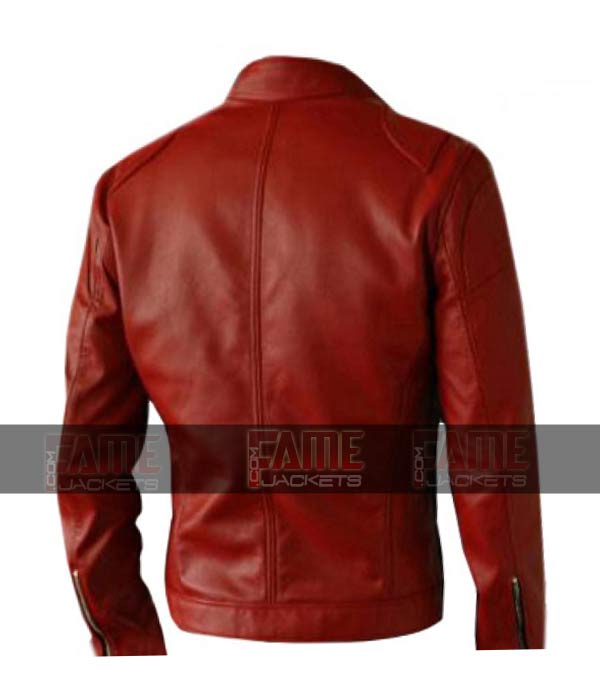 Mens Red Sheep Leather Motorcycle Cafe Racer