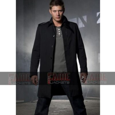 Supernatural Dean Winchester Jensen Ackles Mens Black Cotton Car Coat