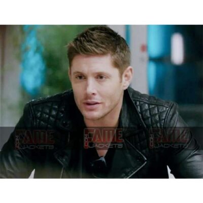 Dean Winchester Supernatural Mens Black Leather Quilted Biker Jacket