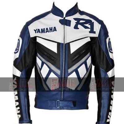 Yamaha R1 Blue Racer Jacket In Genuine Sheepskin For Men