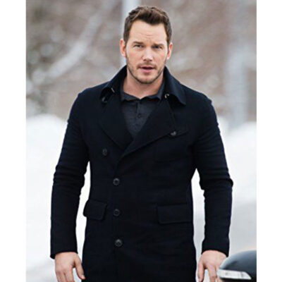 Chris Pratt Black Pea Coat For Mens Winter Slim Fit Style