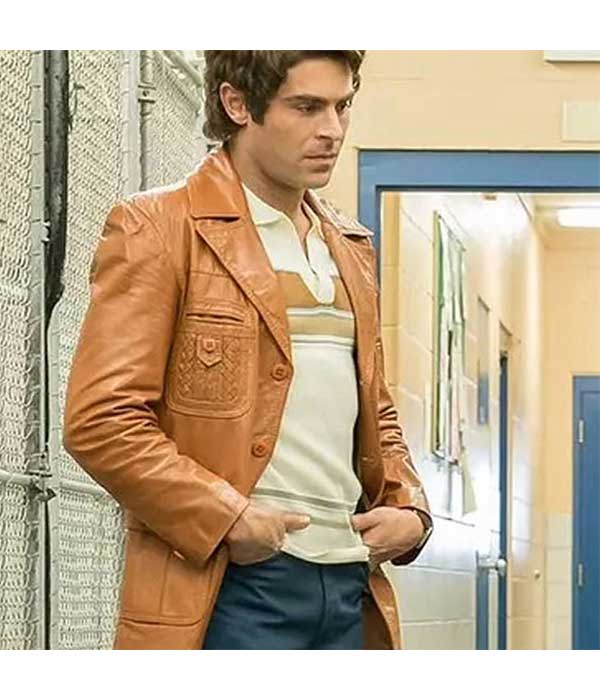 Extremely Wicked Shockingly Evil And Vile Ted Bundy Tan Leather Jacket For Men
