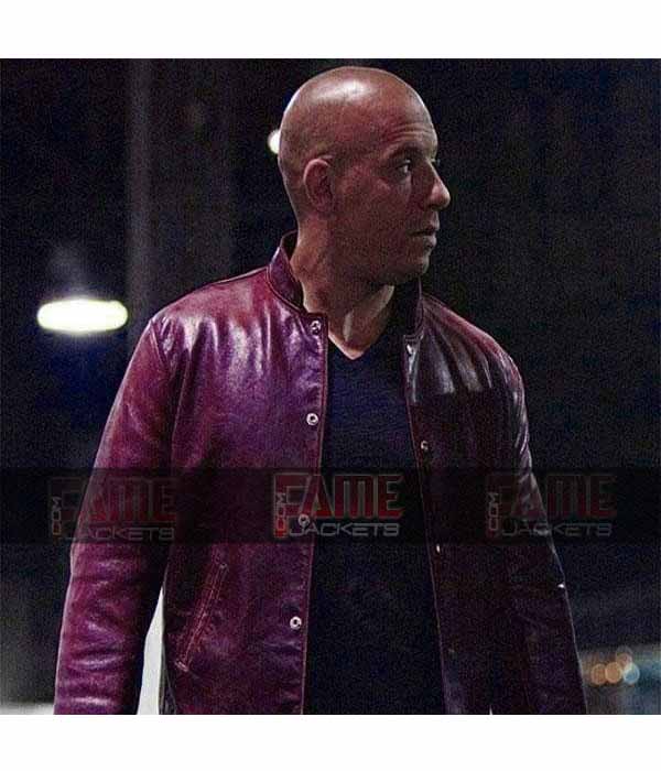 Vin Diesel Mens Genuine Burgundy Sheepskin Jacket