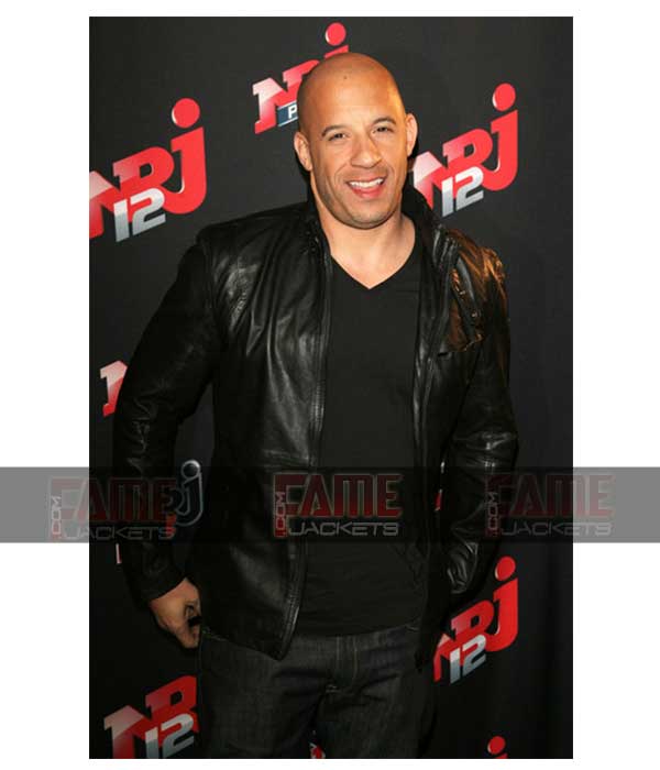 Vin Diesel Real Black Leather Casual Jacket For Men