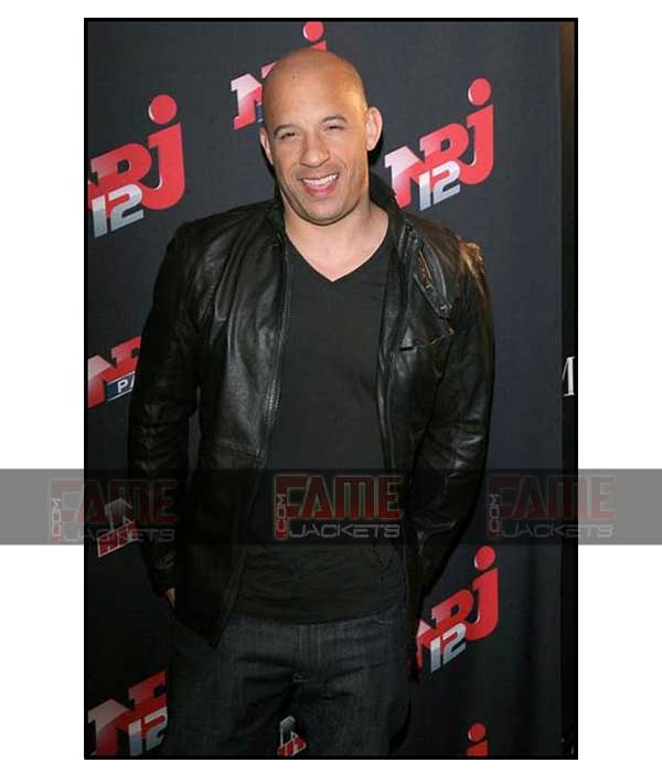 Vin Diesel Real Black Leather Casual Jacket
