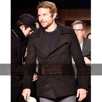 Bradley Cooper Men's Black Pea Coat On Sale