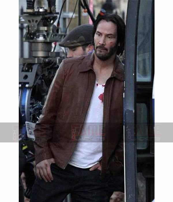 John Wick Keanu Reeves Brown Leather Jacket For Men