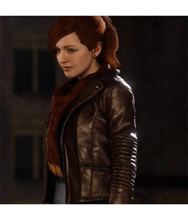 Spider Man PS4 Mary Jane Brown Leather Jacket For Women
