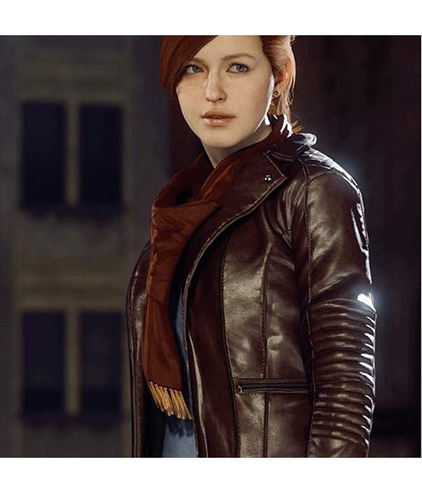 Spider Man PS4 Mary Jane Brown Leather Jacket For Women