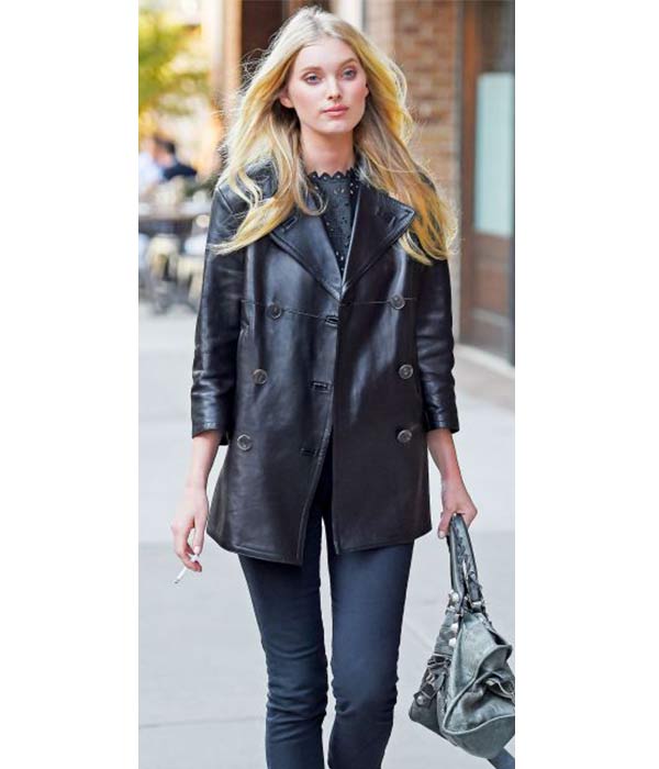 Womens Vintage Leather Short Sleeves Car Coat