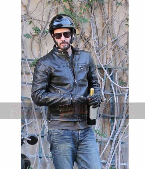 Keanu Reeves Black Cafe Racer Leather Jacket