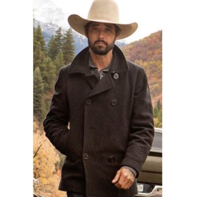 Ryan Bingham Black Pea coat Of Yellowstone