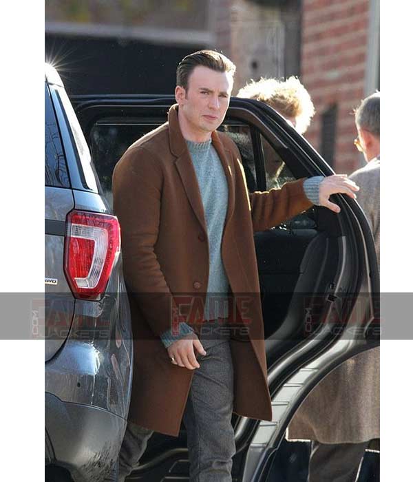 Shop Chris Evans Knives Out Brown Wool Coat At Pocket Friendly Cost
