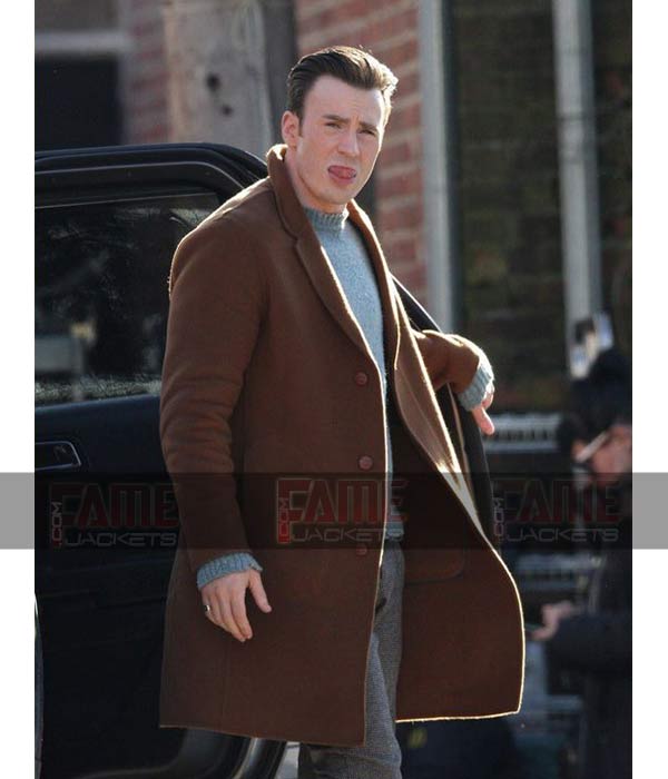 Shop At Low Chris Evans Knives Out Brown Winter Wool Coat
