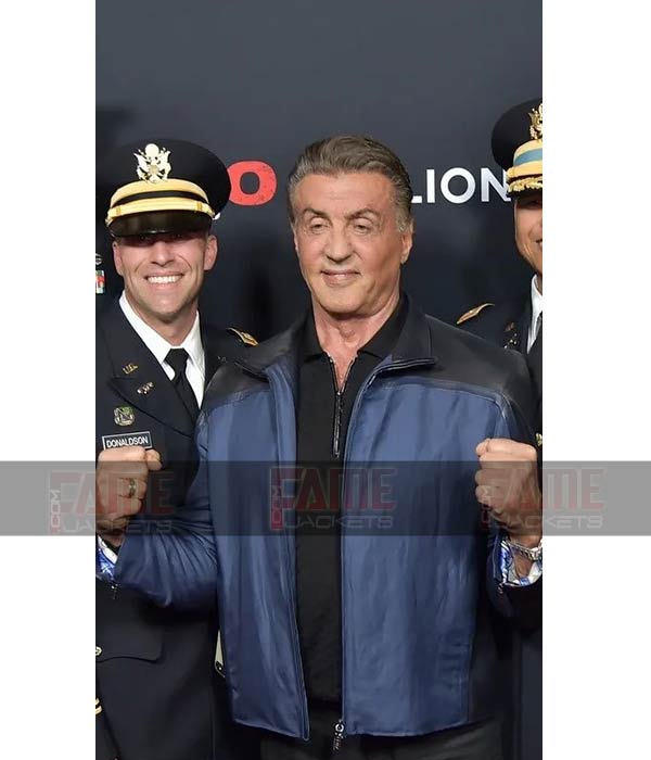 Purchase Sylvester Stallone Rambo Last Blood Premiered Blue Leather Jacket At Low Cost