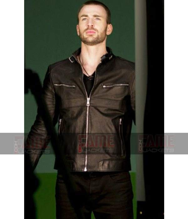 Buy Chris Evans Leather Cross Zipper Moto Jacket At Affordable Cost
