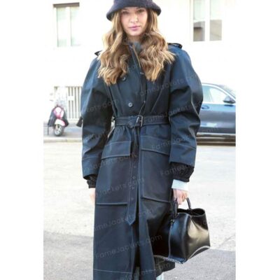 Purchase Josephine Skriver Black Cotton Tall Trench Coat At Reasonable Cost
