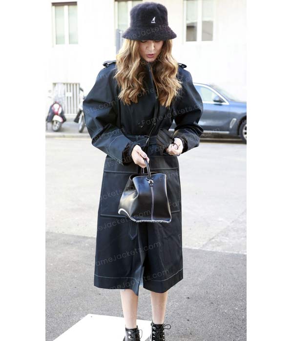 Purchase Josephine Skriver Black Cotton Tall Trench Coat At Pocket Friendly Rate