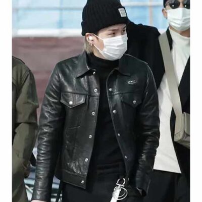 Buy BTS Suga Min Yoon-gi Black Leather Jacket on Sale