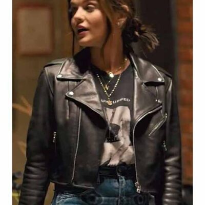 Lucy Hale Biker Black Leather Jacket from Puppy Love 2023 Online