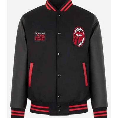 X Rolling Stones Black Varsity Jacket