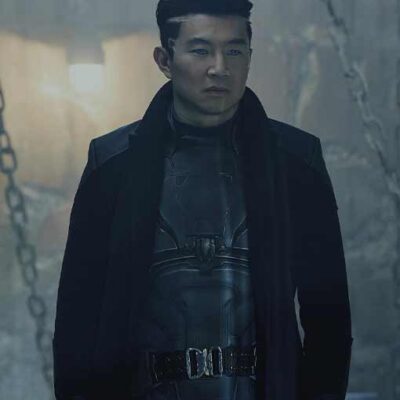 Simu Liu Harlan Shepherd Black Trench Coat Movie Atlas 2024