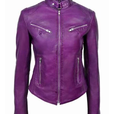 Women Slim Fit Biker Leather Jacket