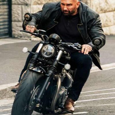 My Spy The Eternal City 2024 Dave Bautista Black Leather Jacket