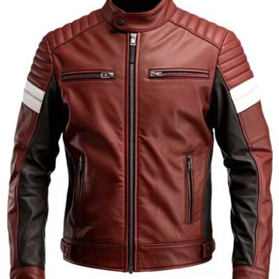 Get Maroon Cafe Racer Leather Jacket Online