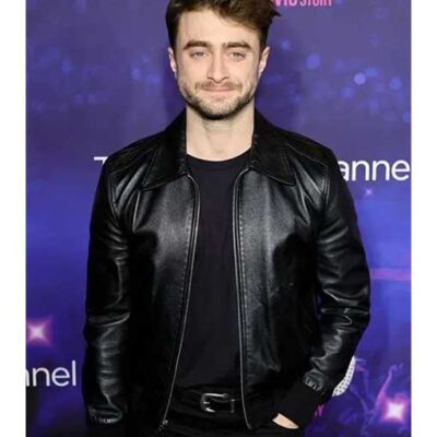 Daniel Radcliffe Black Bomber Leather Jacket from Movie Weird The Al Yankovic Story