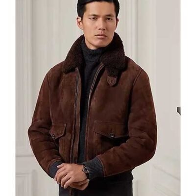 Ralph Lauren Fur Collar Brown Bomber Leather Jacket Online