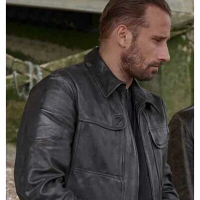 Matthias Schoenaerts Black Leather Jacket from The Old Guard