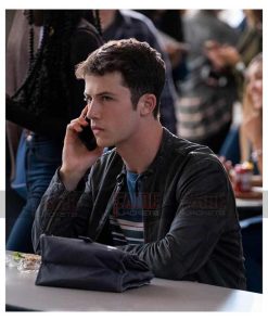 13 Reasons Why Clay Jensen Black Real Leather Slim Fit Jacket