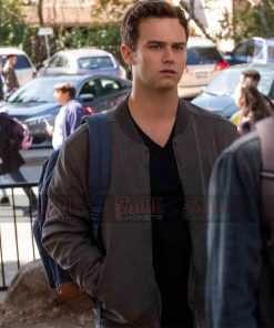 13 Reasons Why S04 Justin Foley Grey Fleece Bomber Varsity Jacket