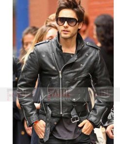 Jared Leto Black Leather Moto Jacket for Men on Sale
