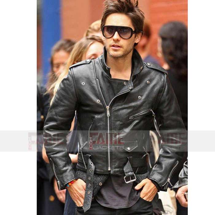 Jared Leto Black Leather Moto Jacket for Men on Sale
