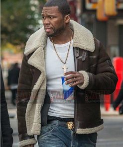 Jackson Kanan Power 50 Cent Brown Suede Leather Shearling Jacket