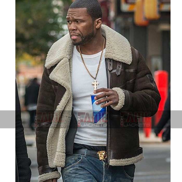 Jackson Kanan Power 50 Cent Brown Suede Leather Shearling Jacket