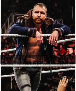 AEW Dean Ambrose Blue Suede Real Fur Winter Leather Jacket