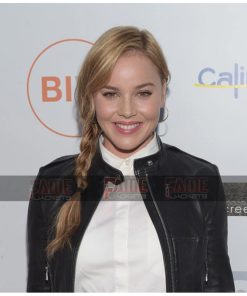 Abbie Cornish Womens Leather Slim Fit Motorcycle Jacket