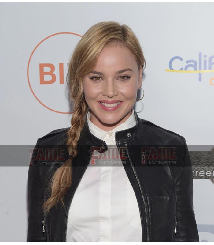 Abbie Cornish Womens Leather Slim Fit Motorcycle Jacket