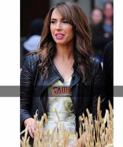 Alternative view of Beautiful Celeb Alex Jones Slim Fit Real Leather Biker Jacket