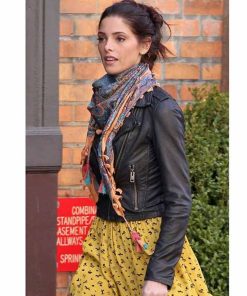 Alternative view of Americana TV Alice Garano Asymmetrical Black Biker Leather Jacket