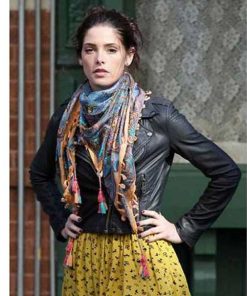 Americana TV Alice Garano Asymmetrical Black Biker Leather Jacket