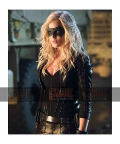 Arrow Katie Cassidy Women Black Leather Punk Jacket