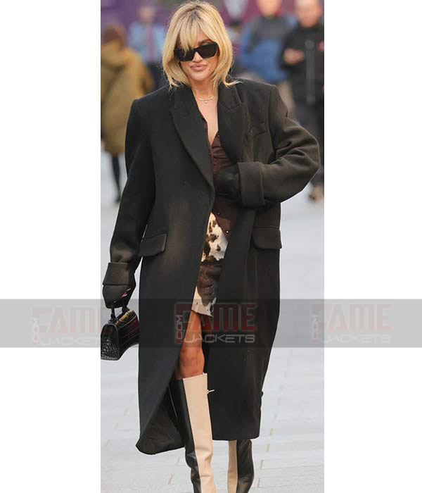 Ashley Roberts Black Wool Double Breasted Winter Coat